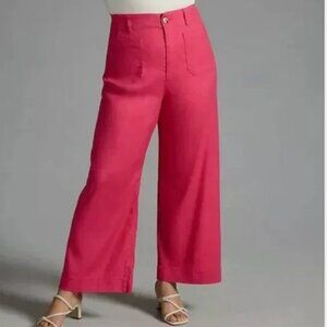 Anthropologie Maeve The Colette Linen Blend Crop Wide-Leg Pants 22W NWT Pink 22